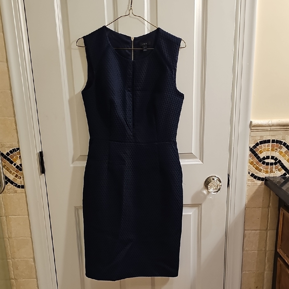 Blue V-neck Sleeveless Sheath Midi Dress